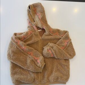 Easel Tan and Pink Sherpa Hoodie